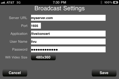 Setting screen